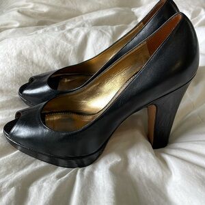 Vince Camuto | Imagine | Black | Peep-Toe | Leather | Platform Heels | Size 10